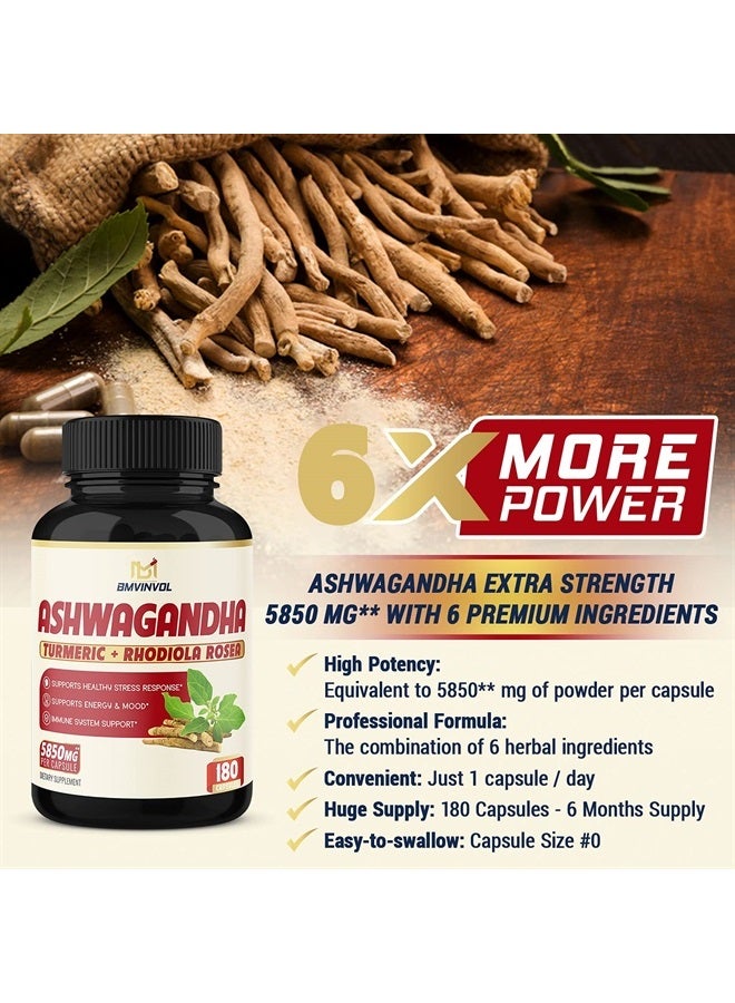 BMVINVOL (6 Months Supply) Ashwagandha Extract Capsules 5850 mg- 180 Capsules - Mood & Immune Support with St.John's Wort, Turmeric, Rhodiola Rosea Extract - Image 5