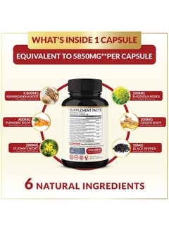 BMVINVOL (6 Months Supply) Ashwagandha Extract Capsules 5850 mg- 180 Capsules - Mood & Immune Support with St.John's Wort, Turmeric, Rhodiola Rosea Extract  - Image 2