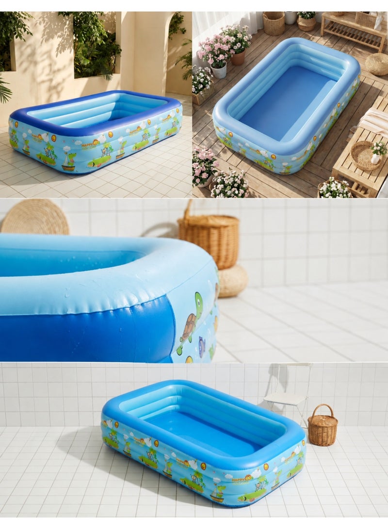 F.A.M.S Inflatable Kids Swimming Pool, 150 cm Wide Family Paddling Pool, 3-Layer Thick Durable PVC, Spacious Deep Water Play Pool for Kids, Indoor Outdoor Garden Summer Fun - Image 4