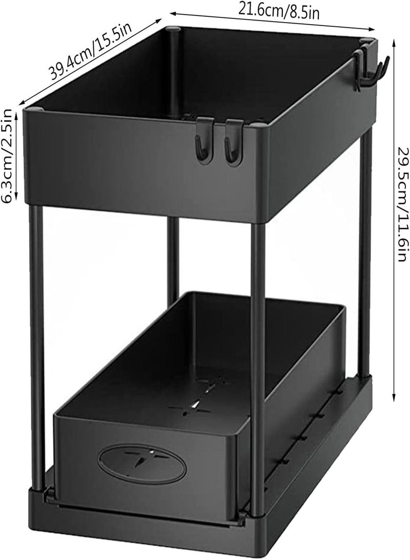 GGOOT Sliding Drawer for Cabinet | Heavy Duty Pull Out Shelf - Multi-Tier Sliding Storage Drawer for Cabinet, Pull Out Heavy Duty Kitchen Toilet Bathroom Storage Shelves - Image 4