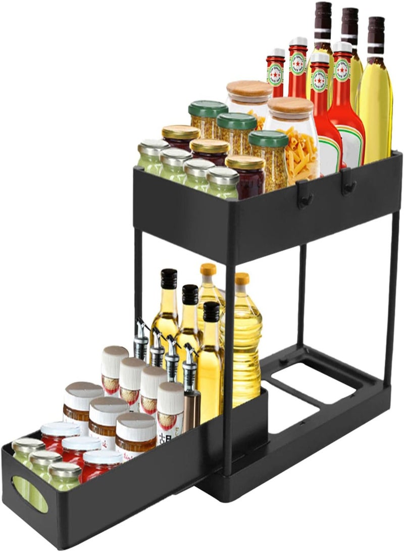 GGOOT Sliding Drawer for Cabinet | Heavy Duty Pull Out Shelf - Multi-Tier Sliding Storage Drawer for Cabinet, Pull Out Heavy Duty Kitchen Toilet Bathroom Storage Shelves - Image 1