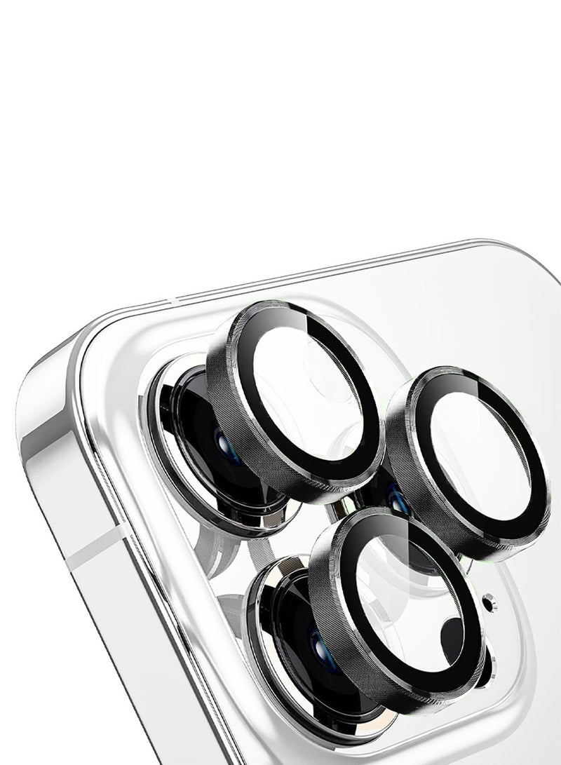 CHAPPELINE Apple iPhone 16 Pro / iPhone 16 Pro Max 2024 CHAPPELINE Premium Alloy Ring Camera Lens Tempered Glass Protector Shield (MLHICR) - Clear/Black - Image 2