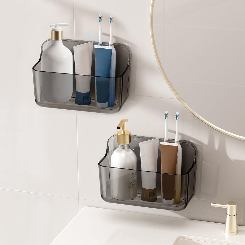 Diesisa 2pc Acrylic Wall Mount Organizer, Adhesive Cabinet Door Organizer,Acrylic Bathroom Shelves for Wall,No Drilling Hang Walls,with Self Adhesive Tape, for Bathroom, Kitchen, Living Room - Image 1