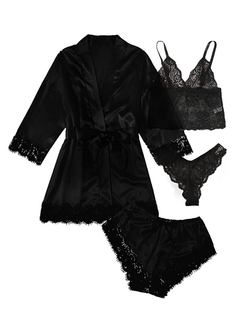 4pcs women's pajamas home wear new lace pajamas set  - Image 1