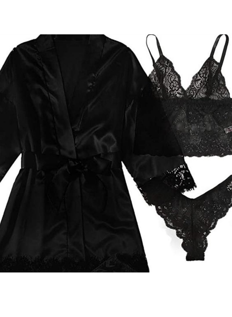 4pcs women's pajamas home wear new lace pajamas set  - Image 4