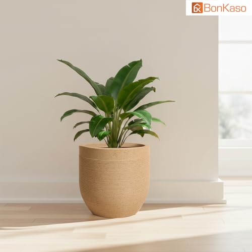 BonKaso 12 Inch Konark Greek Pot for Plants (30x30x27 cm) | Large Beige Roto Planter | Durable Lightweight Polymer Flower Pot for Indoor & Outdoor Use | Home, Garden, Balcony & Office - Image 4