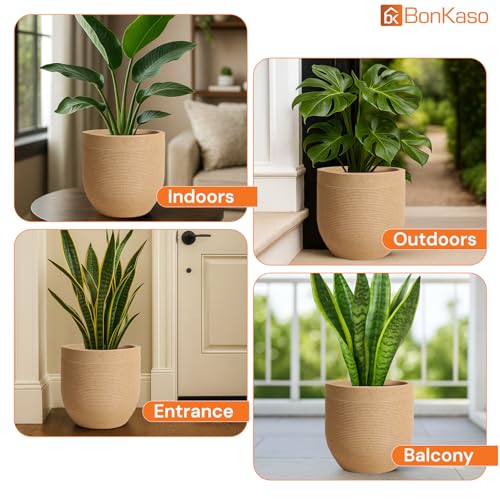 BonKaso 12 Inch Konark Greek Pot for Plants (30x30x27 cm) | Large Beige Roto Planter | Durable Lightweight Polymer Flower Pot for Indoor & Outdoor Use | Home, Garden, Balcony & Office - Image 3