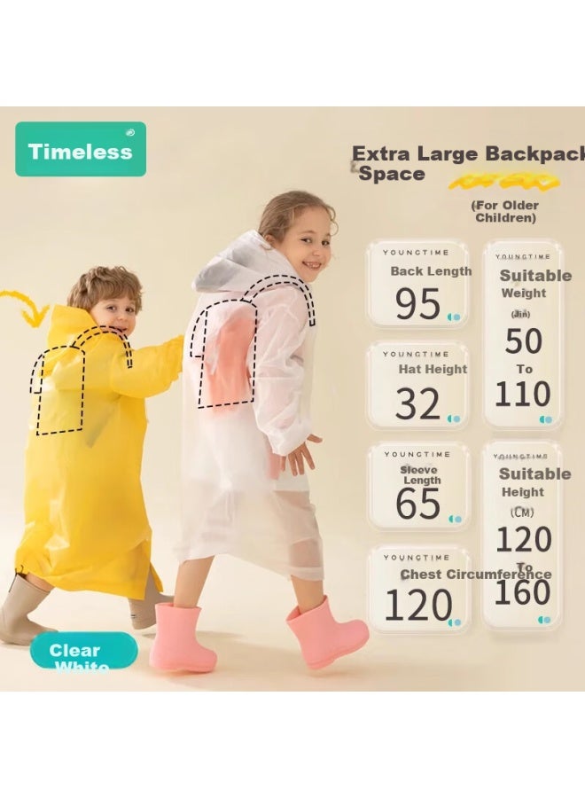 Sometimes Raincoat For Children With Time Slot, Thickened And Transparent, Extra Large Backpack Position, Suitable For School And Spring Outings, Rain Poncho For Boys And Girls - Image 1
