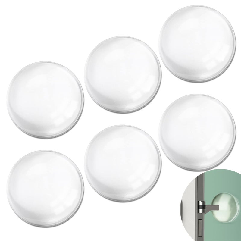 Bovinde Door Stoppers for Wall with Strong Back Adhesive,No-Falling Round Door Knob Wall Protectors,Quiet, Shock Absorbent Silicone Door Knobs for Home, Bathroom,Office, 6 Pieces (Round Clearly) - Image 1