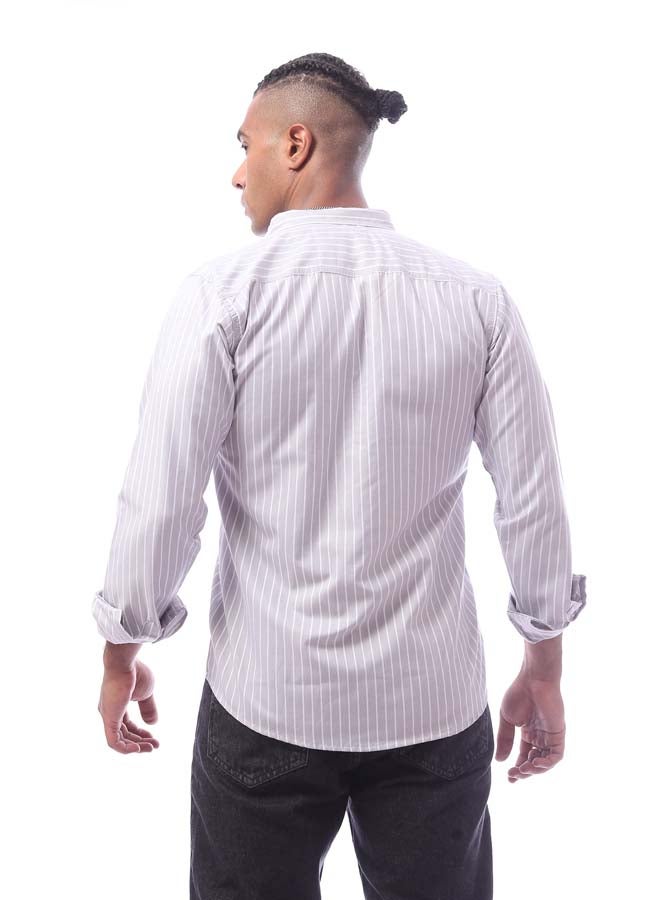 RAVIN Light Grey & White Stripes Long Sleeves Shirt  - Image 3