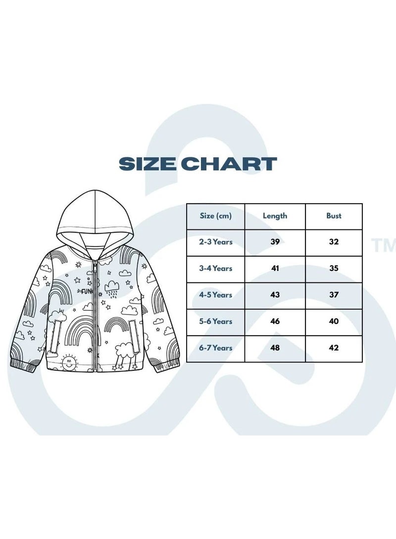 Cloud Fashion جاكيت أطفال شتوي مبطن بالفرو بطبعة سحاب – جاكيت بناتي بغطاء رأس دافئ - Image 4