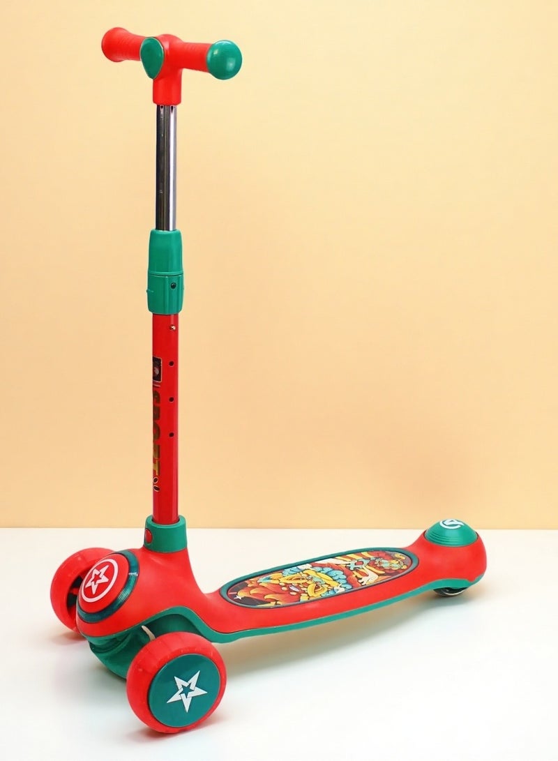 إيزي فيتشور مستقبل سهل للأطفال من عمر 3 إلى 8 سنوات. سكوتر قابل للطي مثالي للأطفال، مزود بمقبض قابل لتعديل الارتفاع، وعجلات من البولي يوريثان بإضاءة LED، وفرامل خلفية، وموسيقى. - Image 1