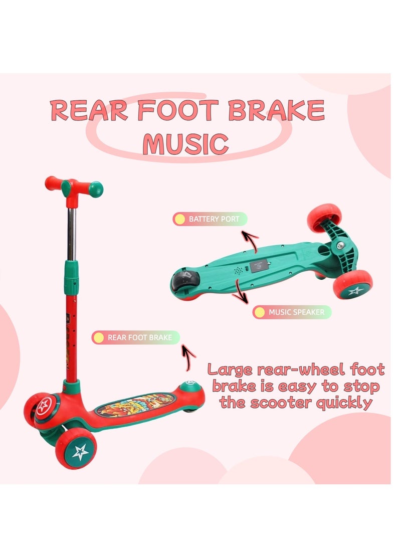 إيزي فيتشور مستقبل سهل للأطفال من عمر 3 إلى 8 سنوات. سكوتر قابل للطي مثالي للأطفال، مزود بمقبض قابل لتعديل الارتفاع، وعجلات من البولي يوريثان بإضاءة LED، وفرامل خلفية، وموسيقى. - Image 3