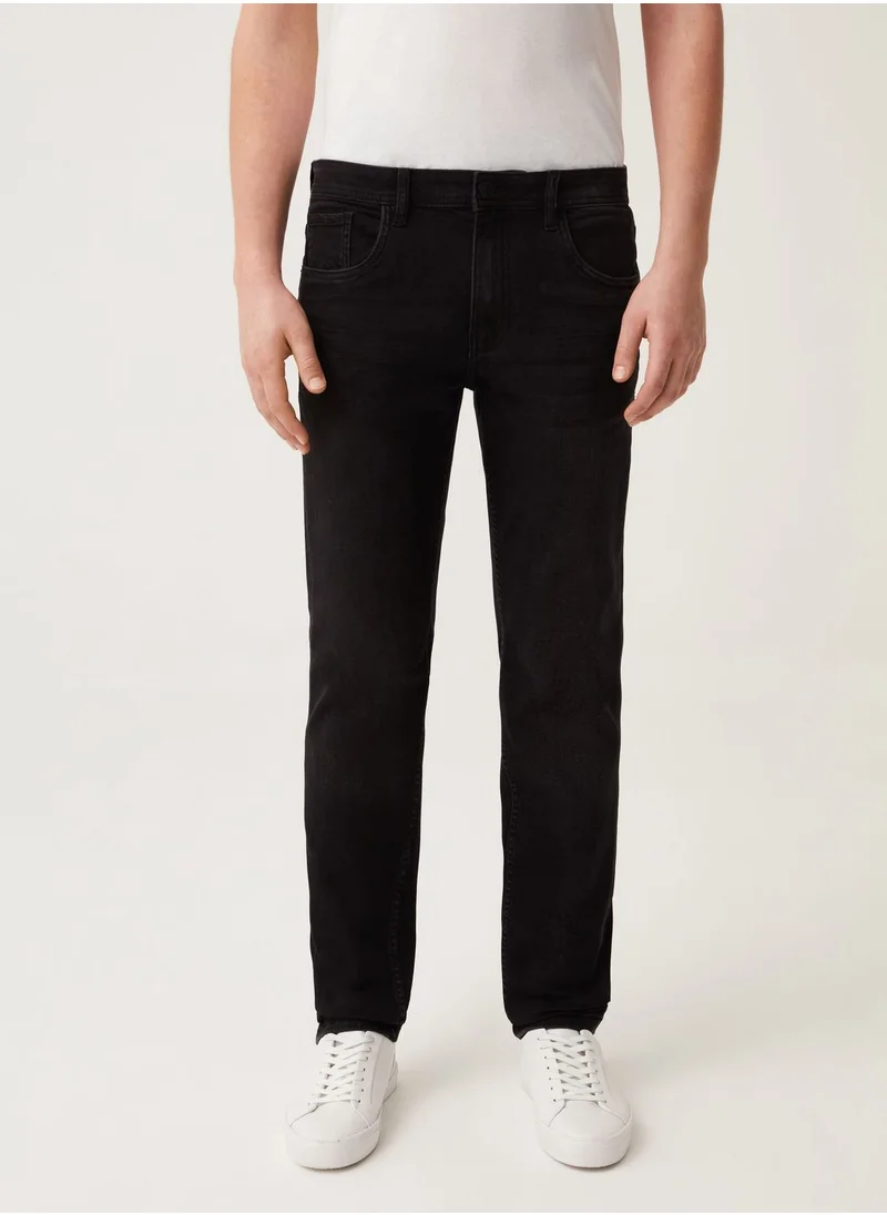 او في اس OVS Mens Skinny Jeans - Black