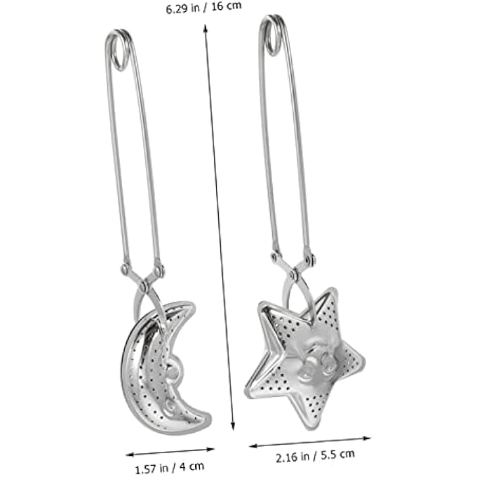 BESPORTBLE 2Pcs Stainless Steel Moon And Star Tea Strainer Infuser Long Grip Handle For Loose Leaf Tea For Home And Travel - Image 4