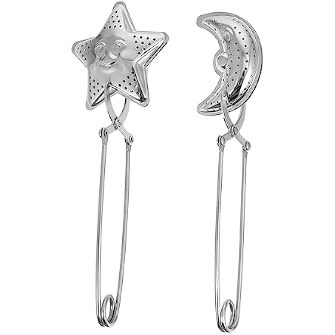 BESPORTBLE 2Pcs Stainless Steel Moon And Star Tea Strainer Infuser Long Grip Handle For Loose Leaf Tea For Home And Travel - Image 1