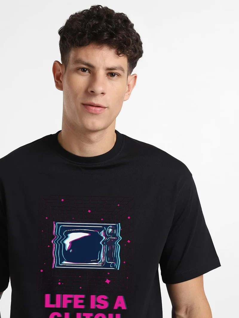 NOBERO  NOBERO Men's Black Oversized T-Shirt for Men | Best Price UAE