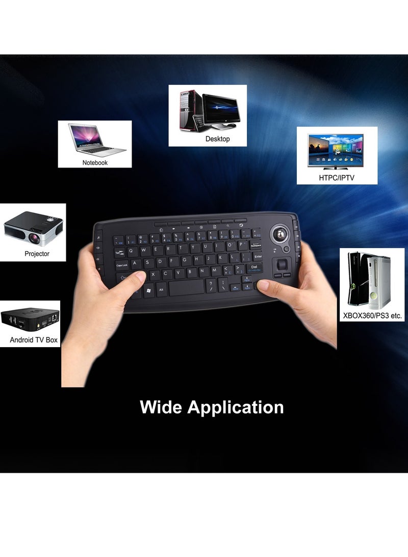 2.4Ghz Wireless Keyboard With Trackball, Lightweight And Portable Two In One Keyboard, Wireless Keyboard With Mouse Scroll Wheel Remote Control For TV Computer Laptop, (1pc, Black) - Image 3