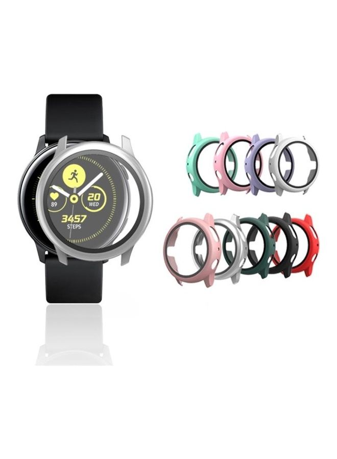 NIBEMINENT Protective Case With Tempered Glass Film For Samsung Galaxy Watch Active 2 40mm PC Silver - Image 2