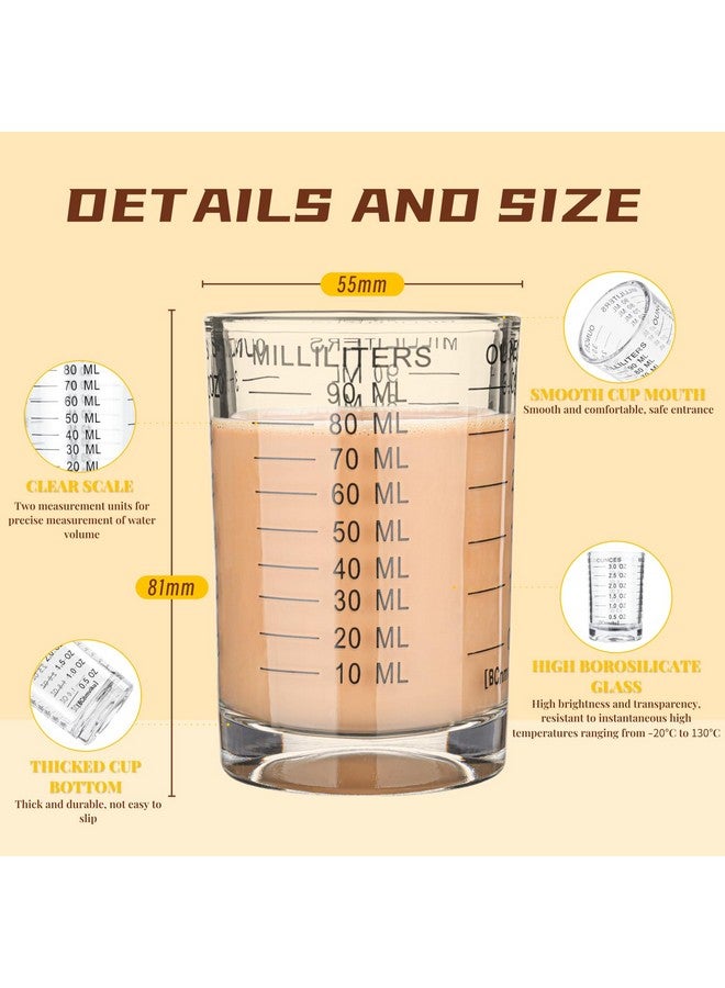 BCnmviku Shot Glass Measuring Cup 3 Ounce/90ML Liquid Heavy High Espresso Glass Cup Black Line - Image 2