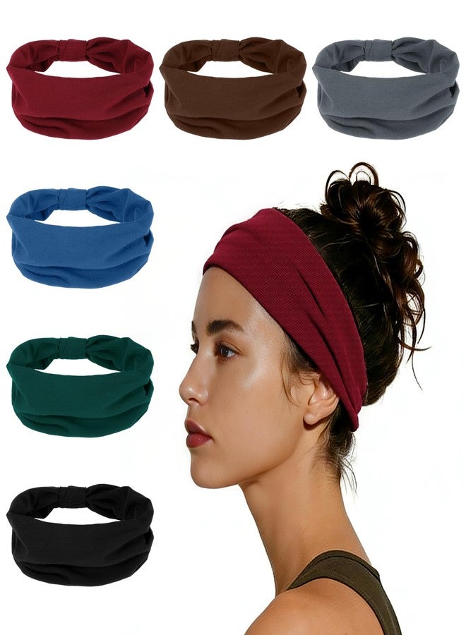 GLIDESMOOTH Headbands for Women, Elastic Non-Slip Headband, Moisture-Wicking Athletic Hair Band, Dark Grey, 6 Pcs - Image 1