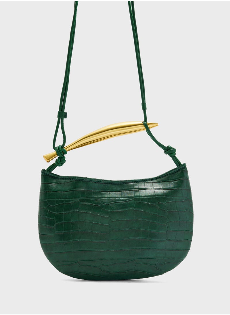 ELLA Metal Trim Croc Satchel Bag  - Image 1