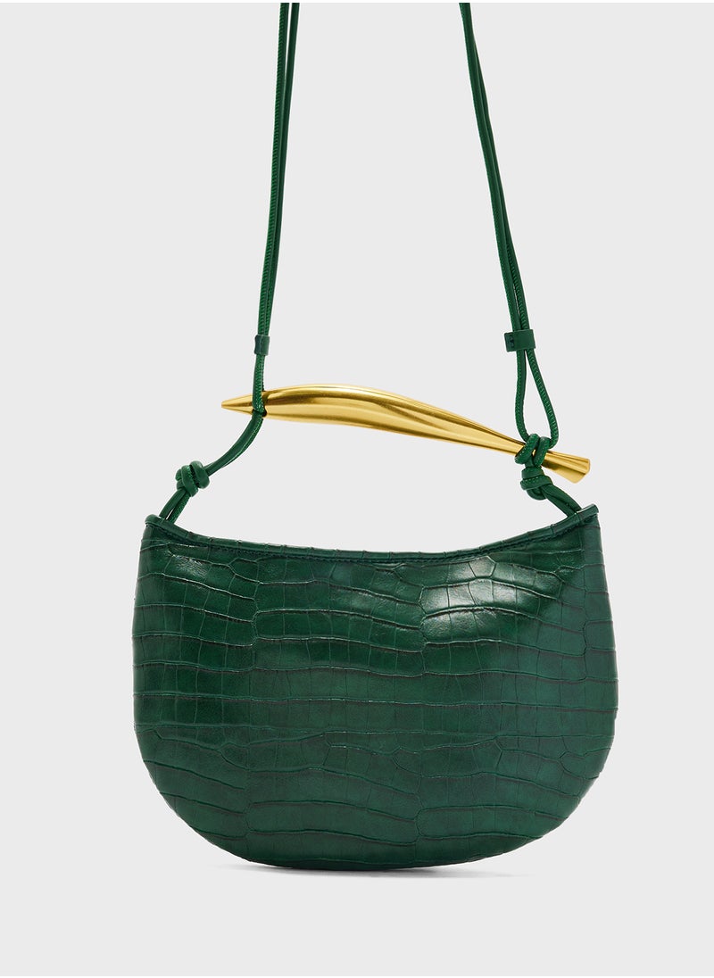 ELLA Metal Trim Croc Satchel Bag  - Image 2