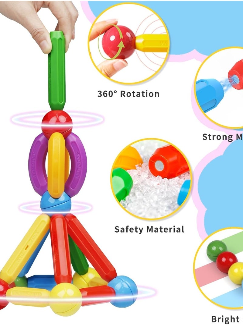 70-Piece Magnetic Sticks and Balls Building Set for Kids Ages 3+ – STEM Educational Construction Toy – 3D Magnetic Rods for Learning Shapes & Structures – Creative Engineering Toy for Boys & Girls  - Image 2