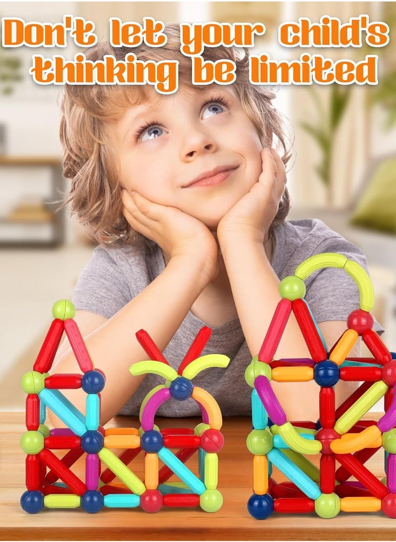 70-Piece Magnetic Sticks and Balls Building Set for Kids Ages 3+ – STEM Educational Construction Toy – 3D Magnetic Rods for Learning Shapes & Structures – Creative Engineering Toy for Boys & Girls  - Image 4