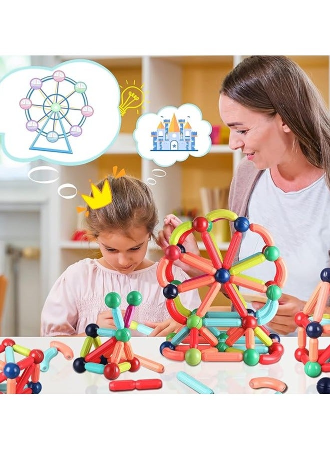 70-Piece Magnetic Sticks and Balls Building Set for Kids Ages 3+ – STEM Educational Magnetic Tiles Construction Toy – 3D Magnetic Rods for Learning Shapes & Structures – Creative Engineering Toy for Boys & Girls  - Image 2