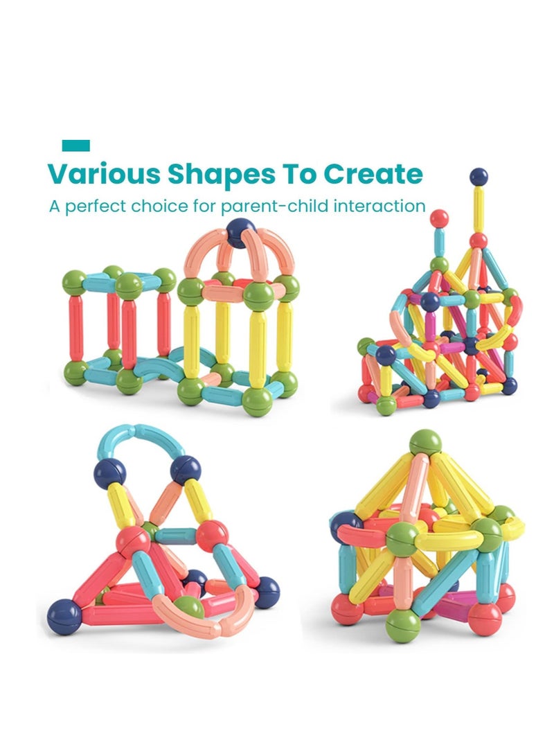70-Piece Magnetic Sticks and Balls Building Set for Kids Ages 3+ – STEM Educational Magnetic Tiles Construction Toy – 3D Magnetic Rods for Learning Shapes & Structures – Creative Engineering Toy for Boys & Girls  - Image 3