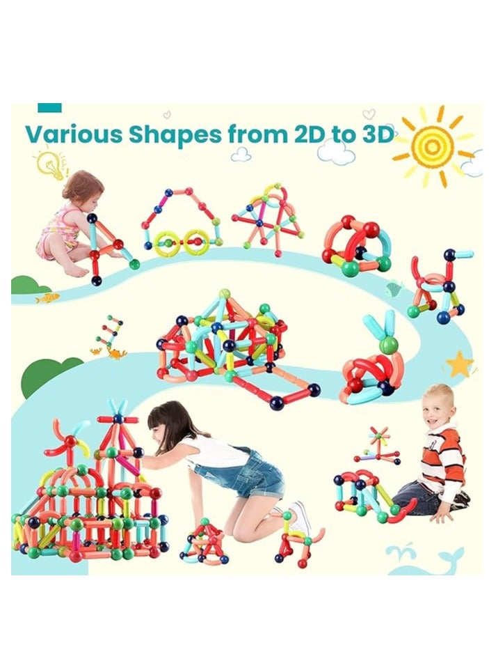 70-Piece Magnetic Sticks and Balls Building Set for Kids Ages 3+ – STEM Educational Magnetic Tiles Construction Toy – 3D Magnetic Rods for Learning Shapes & Structures – Creative Engineering Toy for Boys & Girls  - Image 4