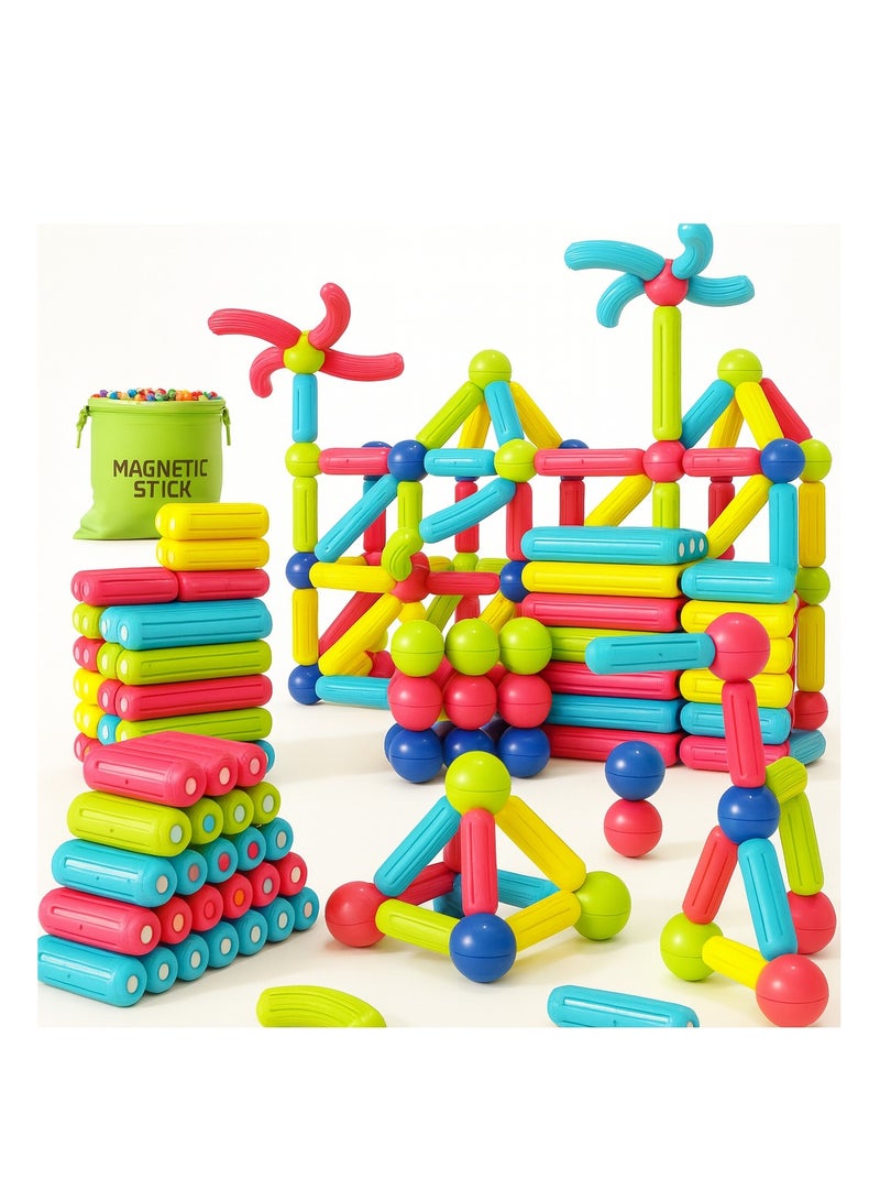 مجموعة ألعاب العصي والكرات المغناطيسية، مجموعة مكعبات بناء مغناطيسية، 70 قطعة، ألعاب تعليمية لمرحلة ما قبل المدرسة من مونتيسوري، مجموعة بناء مغناطيسية تعليمية مبكرة للأطفال من سن 3 سنوات فما فوق - Image 4