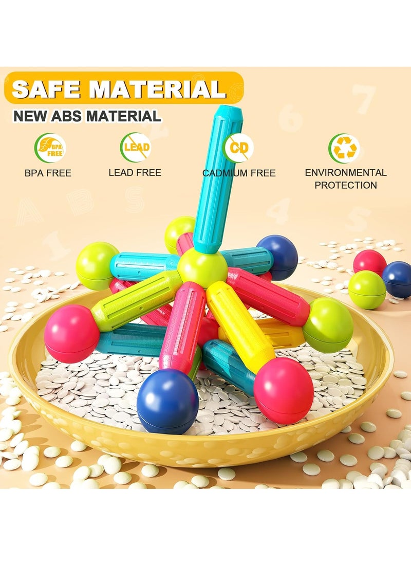 مجموعة ألعاب العصي والكرات المغناطيسية، مجموعة مكعبات بناء مغناطيسية، 70 قطعة، ألعاب تعليمية لمرحلة ما قبل المدرسة من مونتيسوري، مجموعة بناء مغناطيسية تعليمية مبكرة للأطفال من سن 3 سنوات فما فوق - Image 3