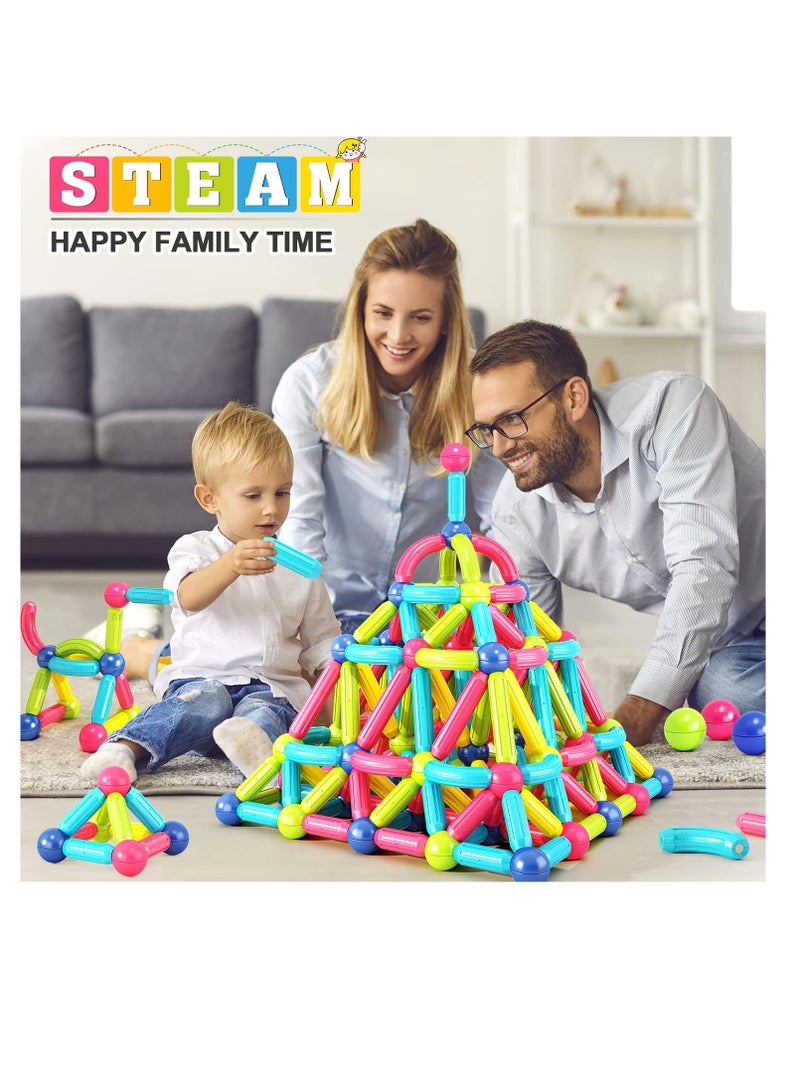مجموعة ألعاب العصي والكرات المغناطيسية، مجموعة مكعبات بناء مغناطيسية، 70 قطعة، ألعاب تعليمية لمرحلة ما قبل المدرسة من مونتيسوري، مجموعة بناء مغناطيسية تعليمية مبكرة للأطفال من سن 3 سنوات فما فوق - Image 5