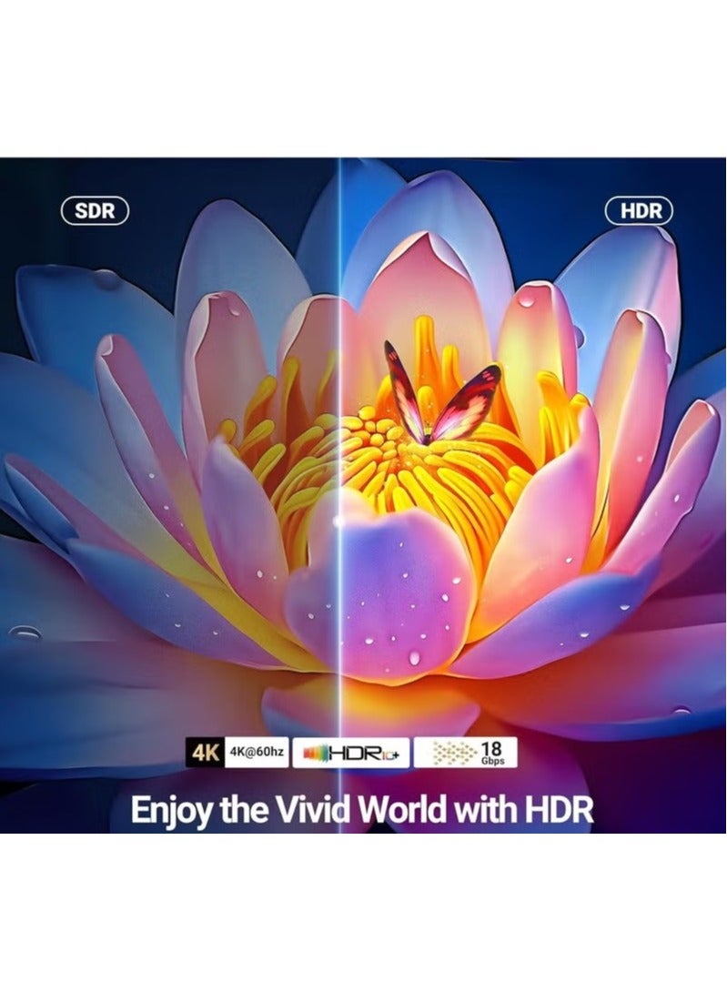 هياس كابل HDMI 4K بطول 1.5 متر - سلك مضفر عالي السرعة HDMI 2.0 - يدعم 4K بتردد 60 هرتز، HDR، ثلاثي الأبعاد، 1080 بكسل - Ultra HD متوافق مع PS5، PS4، Xbox Series X/S، Nintendo Switch، MacBook Pro، التلفزيون الذكي، الكمبيوتر الشخصي، الكمبيوتر المحمول والمزيد - Image 2