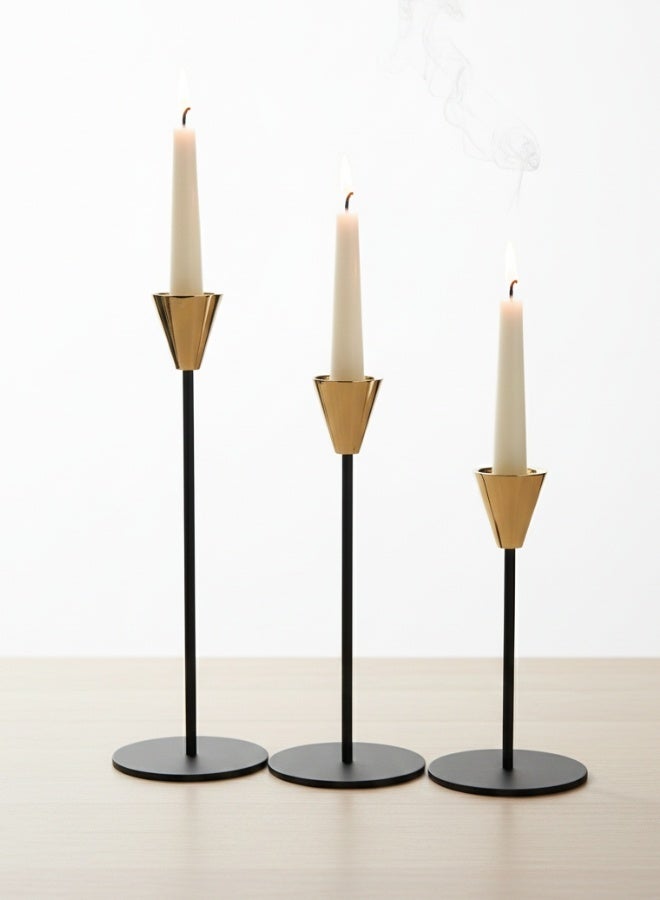 Happy Home Set of 3 Metal Candle Holders – Elegant Tall Decorative Candle Stands – Modern Candle Holder Set for Home Décor, Living Rooms, Dining Tables, Offices, Events & Weddings – Stylish Holders for Taper and Pillar Candles - Image 4