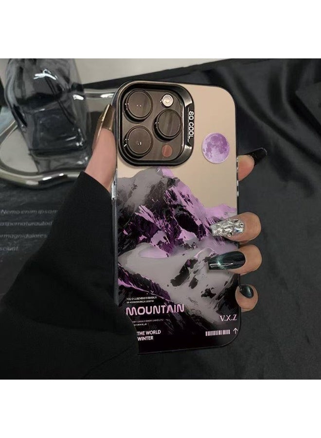 Mountain & Moon iPhone 16 Pro Case – Minimal Night Landscape Design, Shockproof, Anti-Scratch, Anti-Fingerprint TPU Back Cover - Image 1