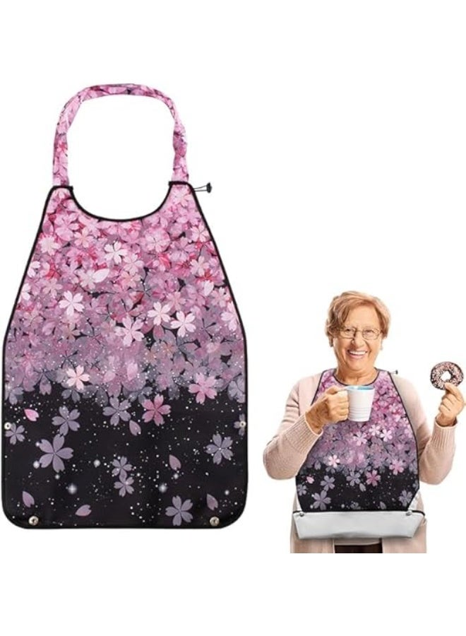 Adult Bibs for Elderly - Adult Bib for Elderly Woman with Adjustable Neck Closure with Crumb Catcher Pouch, One Size - Image 1