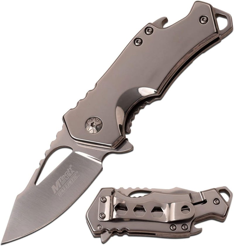 MTECH USA – Pocket Folding Knife – Fine Edge Steel Blade, Aluminum/Nylon Fiber Handle, Bottle Opener and Pocket Clip, Tactical, EDC, Self Defense- MT-A882 - Image 1