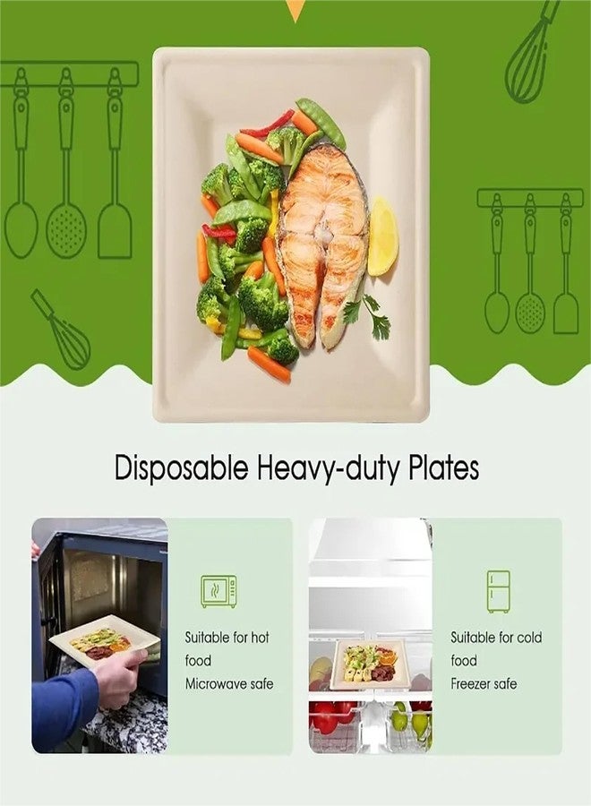 LISHINE 150 Count Square Compostable Paper Plates - 8 Inch White Biodegradable Disposable Dessert Plates for Daily Meals, Dinner, Parties, BBQ - Image 4