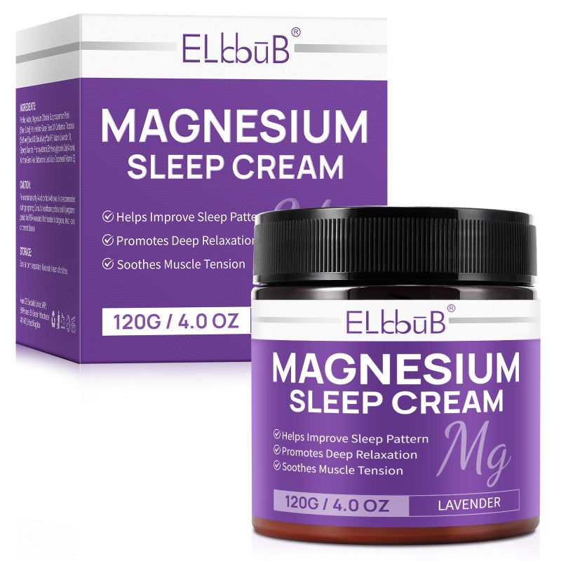 ELBBUB Magnesium Cream for Sleep - Enriched with Almond Oil, Lavender, and Vitamin E for Deep Relaxation - Natural Magnesium Lotion for Skin Nourishment and Quick Absorption - Lavender - Image 1