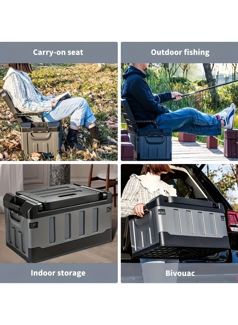 XiuWoo Outdoor Storage Box Camping Seat Boxes 60L Folding Seats Trunk Organizer Multifunctional Fishing Box Large Capacity Car Storage Box Organizer Auto Trunk Box Camping Accessories for Vehicles Car  - Image 3