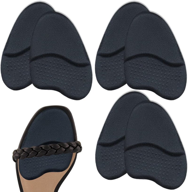 Beautulip Metatarsal Pads for Women, Anti-Sliding Pads for Open Toe Shoes, Ball of Foot Cushions, Shoe Filler, Reduce Foot Slip 3-Pair (Black)