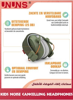 UNUNS Kids Noise Cancelling Headphones,Hearing Protection Earbuds,Foldable Adjustable Noise Blocking Headphones For Autism Toddler Child And Adults,Perfect For Sleeping Studying Shooting,Navy Green  - Image 3