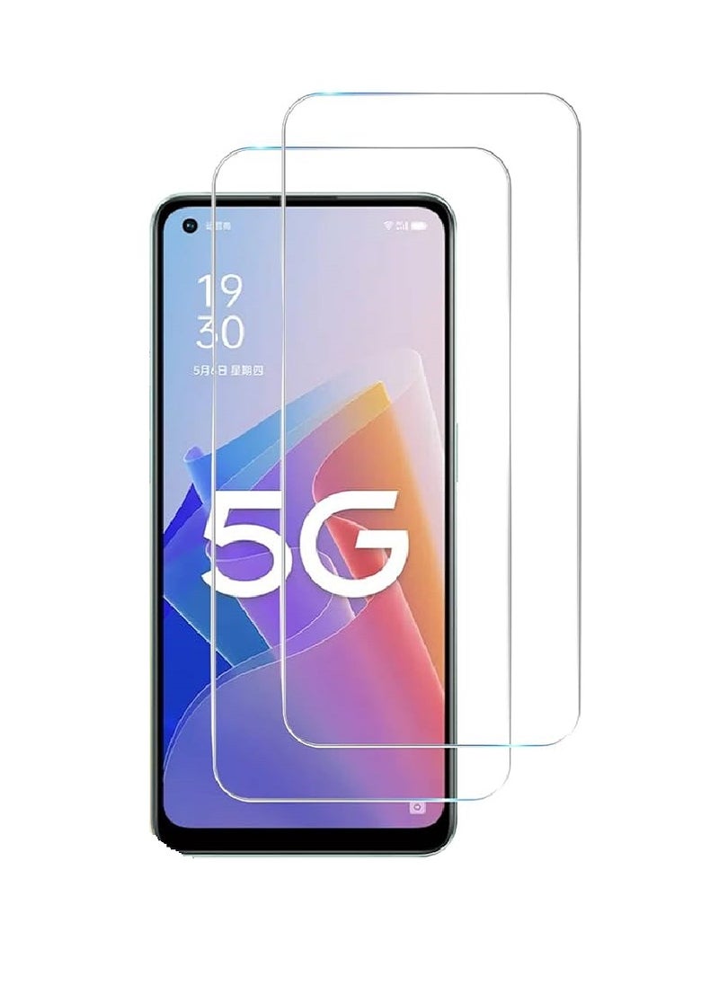 Super 2 Pieces  Tempered Glass Screen Protector Clear Designed For Oppo A96 5G Full Screen Coverage And Bubble Free - Image 1