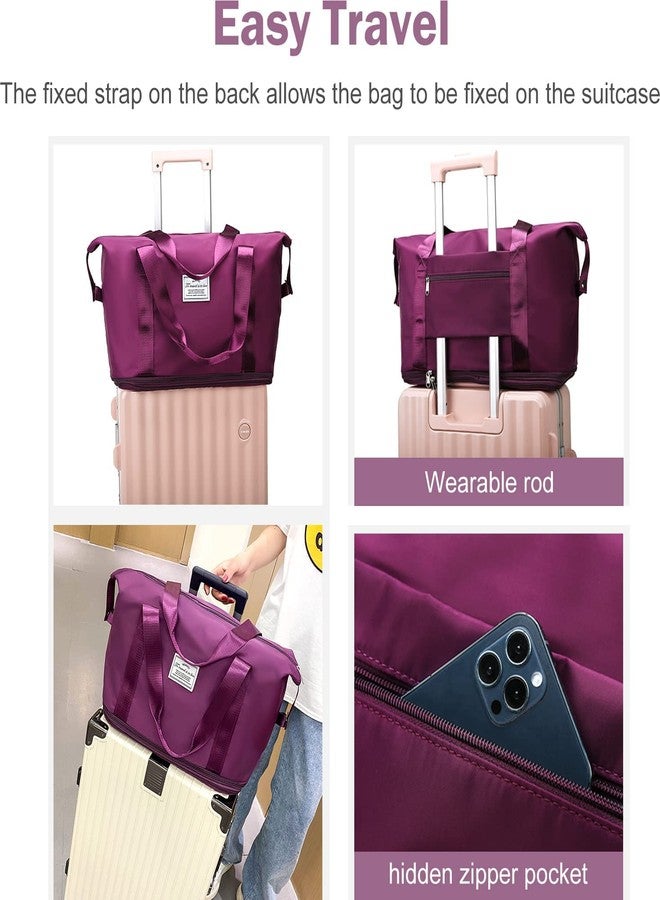 Firstdemand Expandable Travel Duffel Bag, Sports Tote Gym Bag, Shoulder Weekender Carry On Bag Overnight Bag with Wet Pocket for Women - Image 5