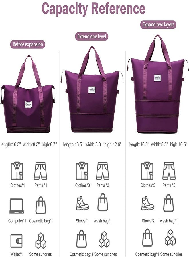 Firstdemand Expandable Travel Duffel Bag, Sports Tote Gym Bag, Shoulder Weekender Carry On Bag Overnight Bag with Wet Pocket for Women - Image 2