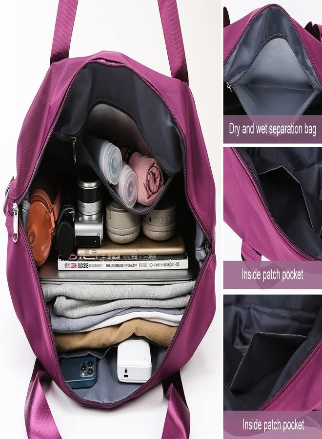 Firstdemand Expandable Travel Duffel Bag, Sports Tote Gym Bag, Shoulder Weekender Carry On Bag Overnight Bag with Wet Pocket for Women - Image 4