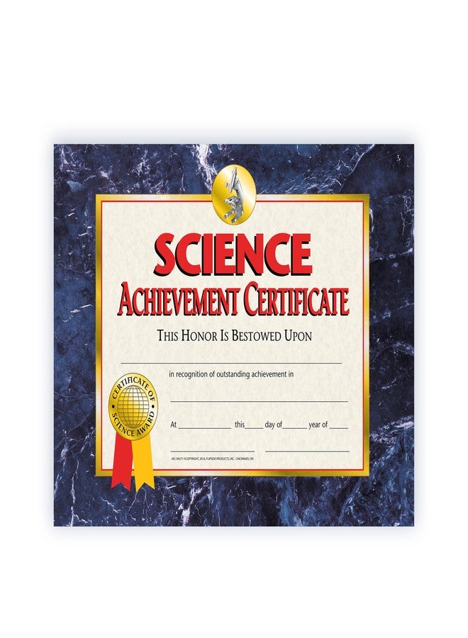 HAYES SCHOOL PUBLISHING VA571 Science Achievement Certificate, 8-1/2" x 11" Size, 0.1" Height, 8.6" Width, 11.1" Length (Pack of 30) - Image 1